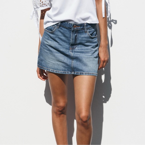 Zara (BRAND NEW) Blue Mini Skirt, Size medium - Picture 5 of 9